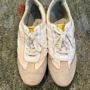 Womens’s chic white and yellow sneakers size 12 US/43 EU from Bared Footwear
